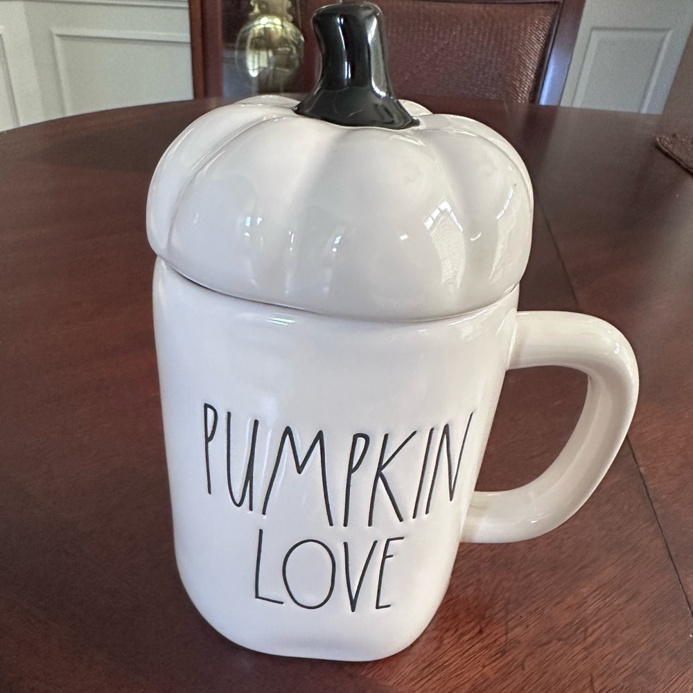 Rae Dunn Fall Autumn Halloween Pumpkin Love Coffee Mug with Lid
